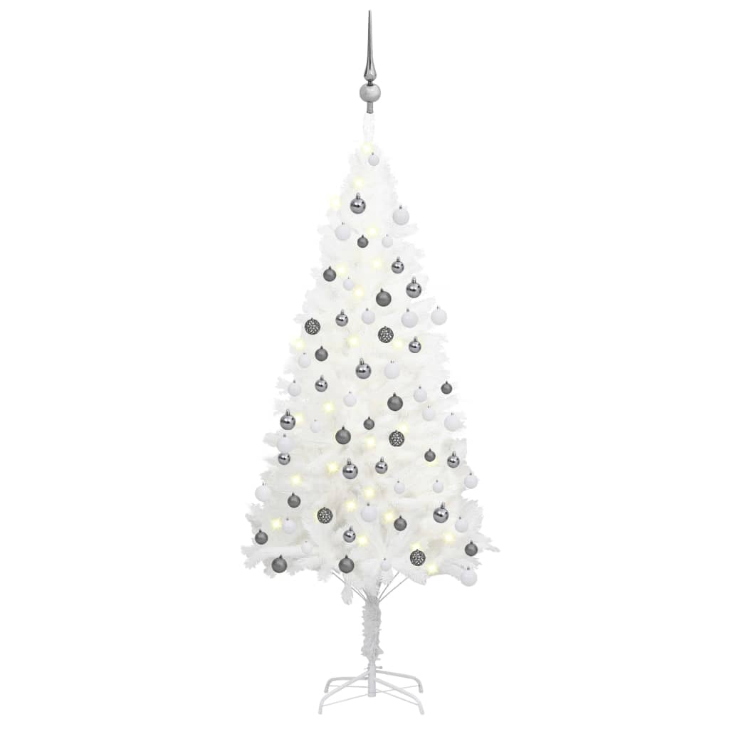 vidaXL Árvore Natal artificial pré-iluminada c/ bolas branco
