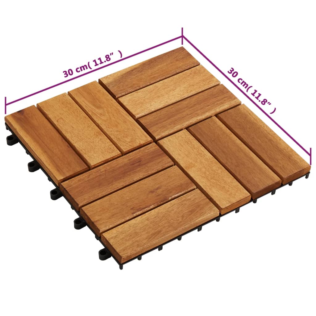 Ladrilho de pavimento 30 pcs 30 x 30 cm madeira de acácia