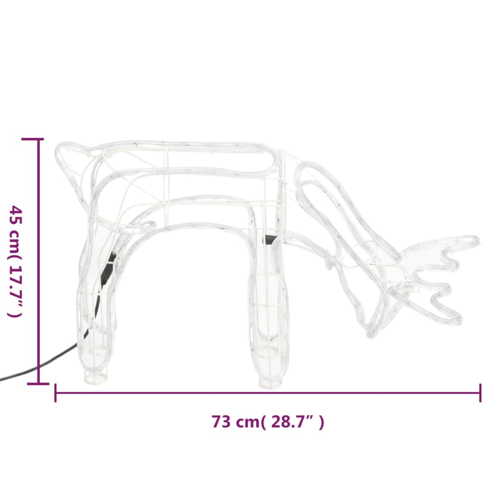 vidaXL Figura de rena de Natal 73x31x45 cm branco quente