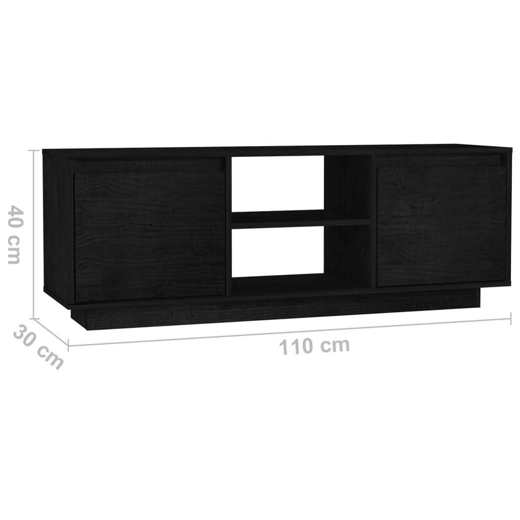 vidaXL Móvel de TV 110x30x40 cm madeira de pinho maciça preto
