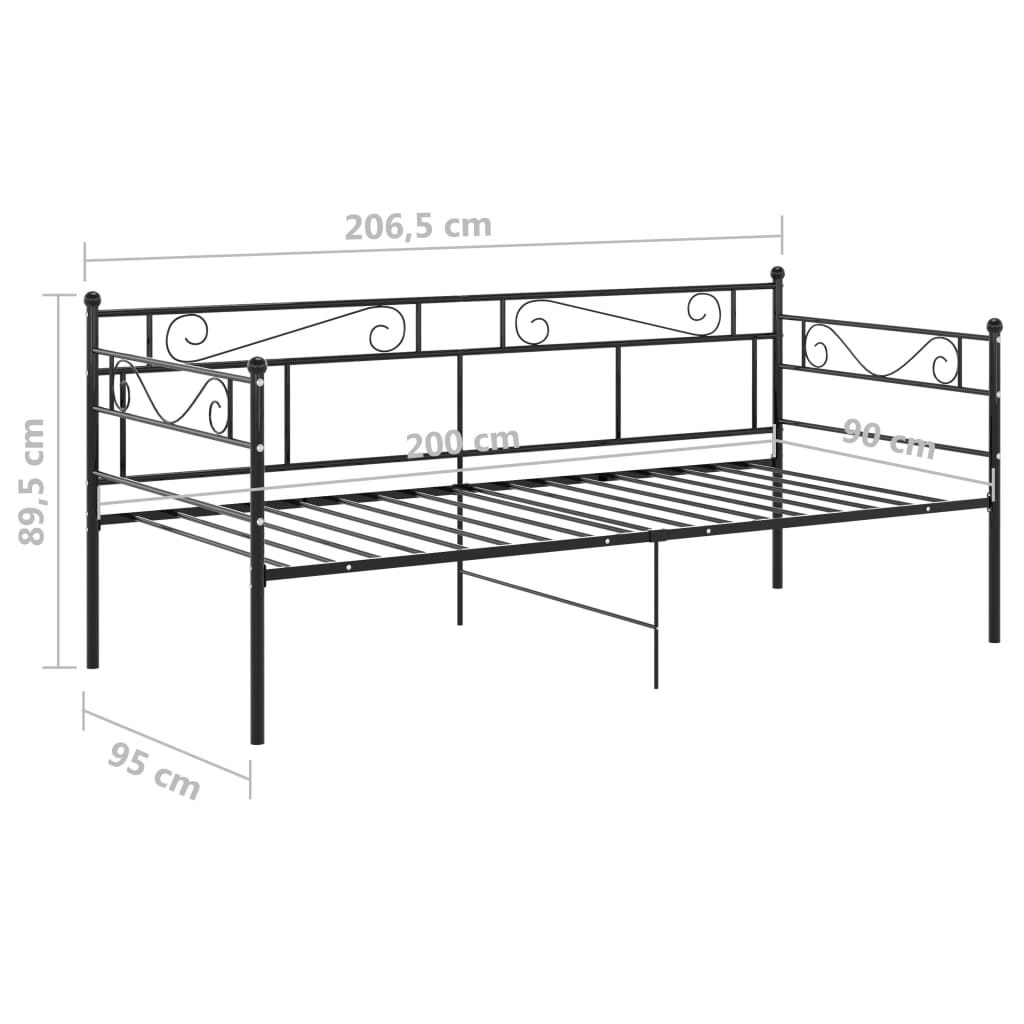 vidaXL Sofá-cama 90x200 cm metal preto