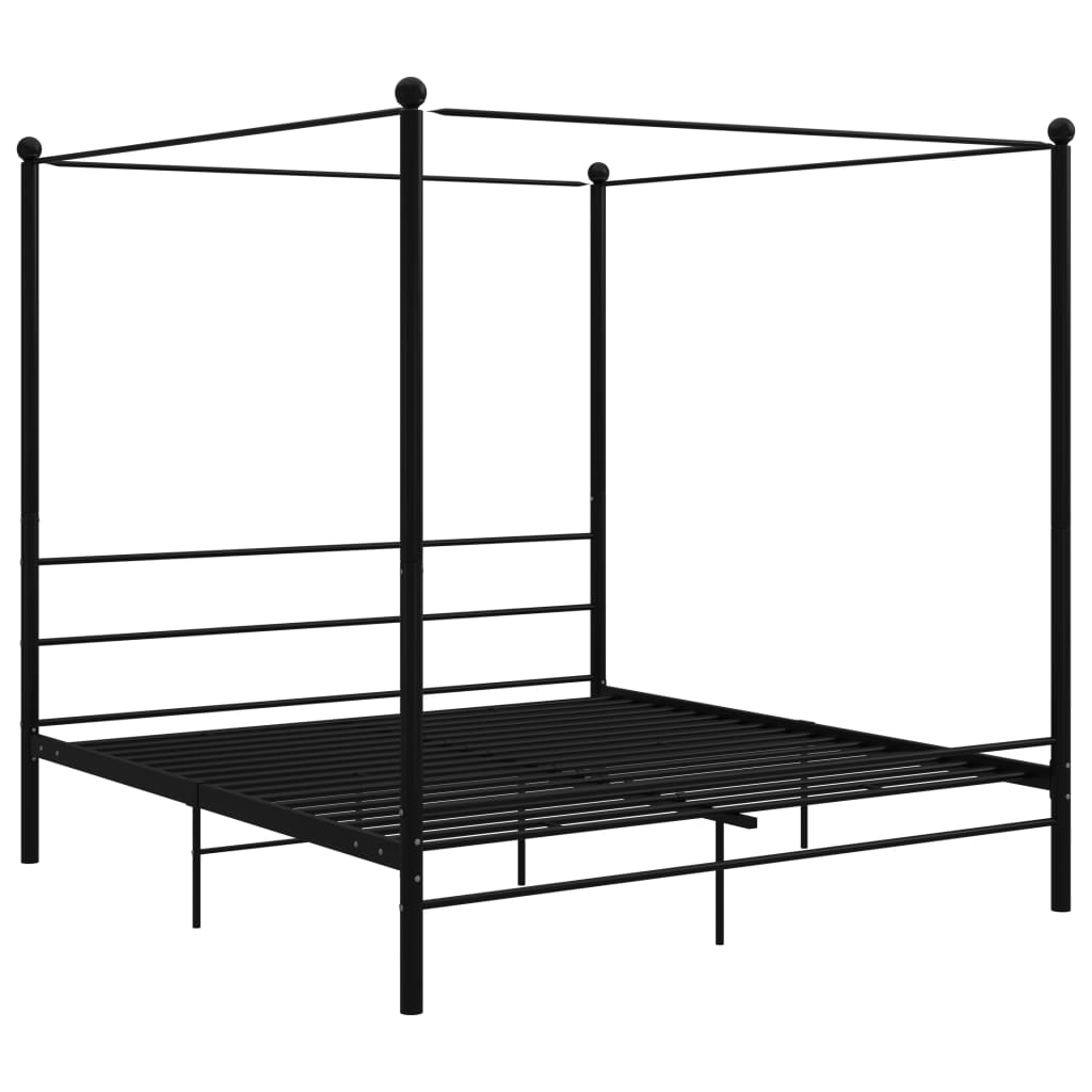 vidaXL Estrutura de cama com dossel 200x200 cm metal preto