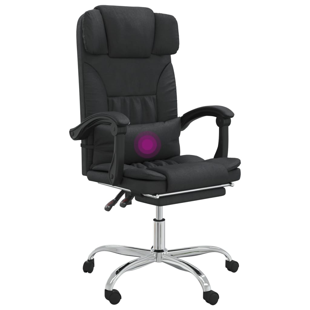 vidaXL Cadeira escritório massagens reclinável couro artificial preto