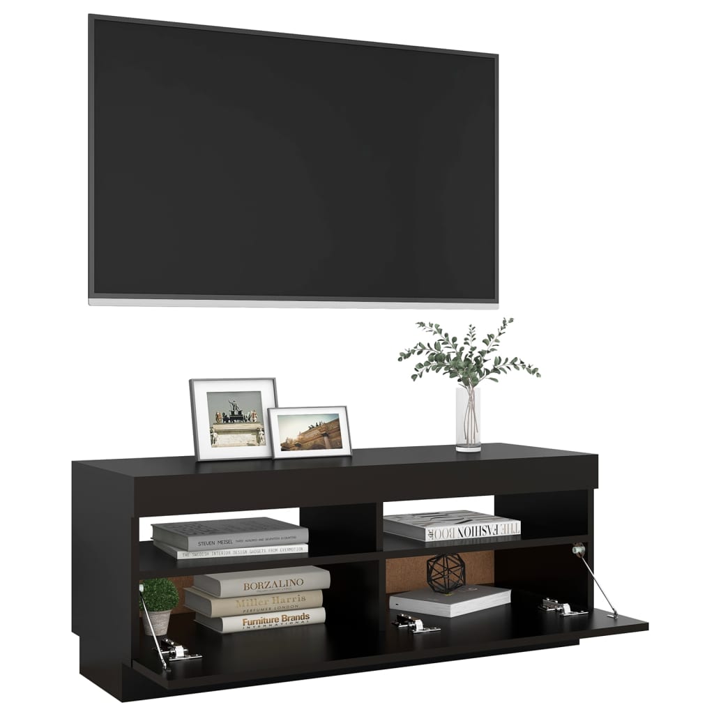 vidaXL Móvel de TV com luzes LED 100x35x40 cm preto