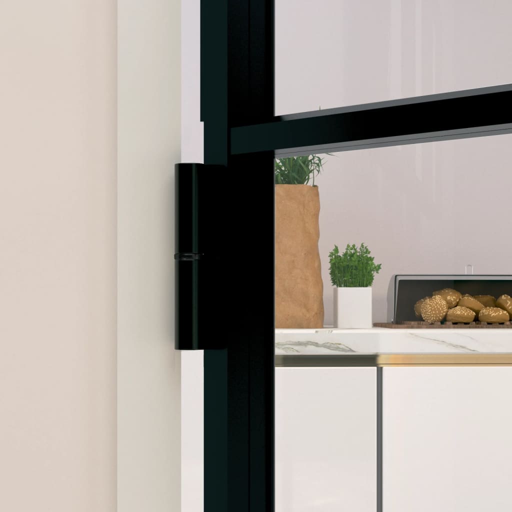 vidaXL Porta interior 102x201,5 cm vidro temperado/alumínio fino preto