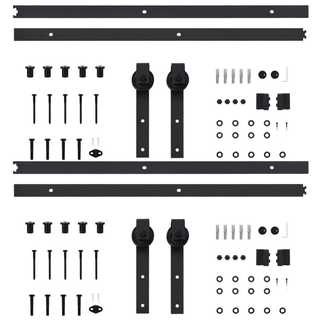 vidaXL Kits de ferragens para porta deslizante 2 pcs 183 cm aço preto