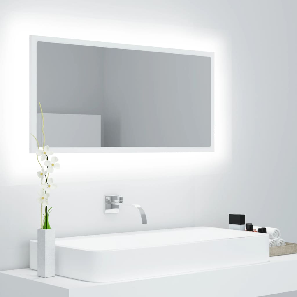 vidaXL Espelho de casa de banho com LED 90x8,5x37 cm acrílico branco