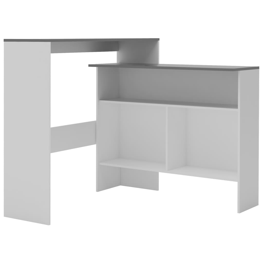 vidaXL Mesa de bar com 2 tampos 130x40x120 cm branco e cinzento