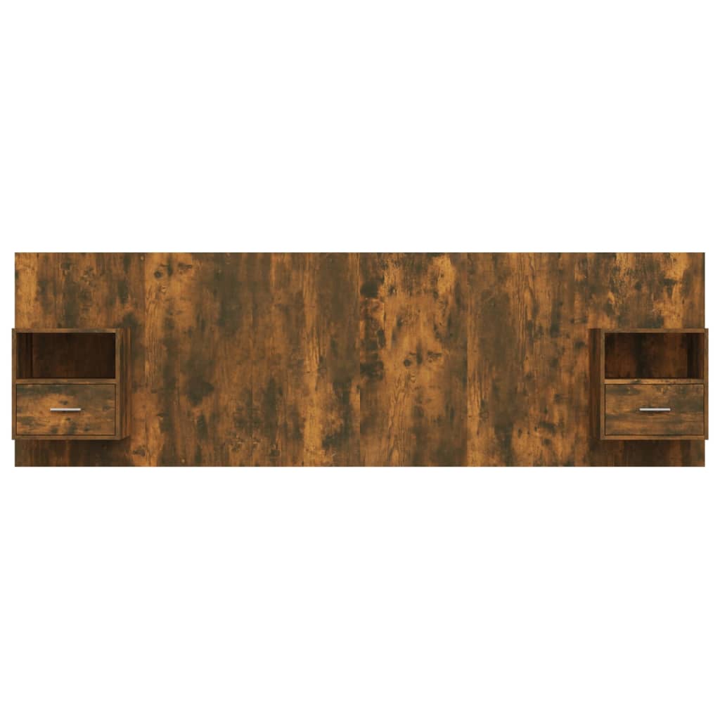 vidaXL Cabeceira cama + armários madeira processada carvalho fumado