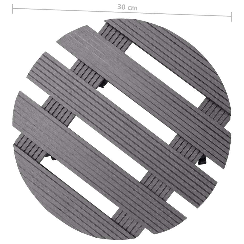 vidaXL Suportes com rodas para vasos 2 pcs Ø30x7,5 cm WPC cinzento