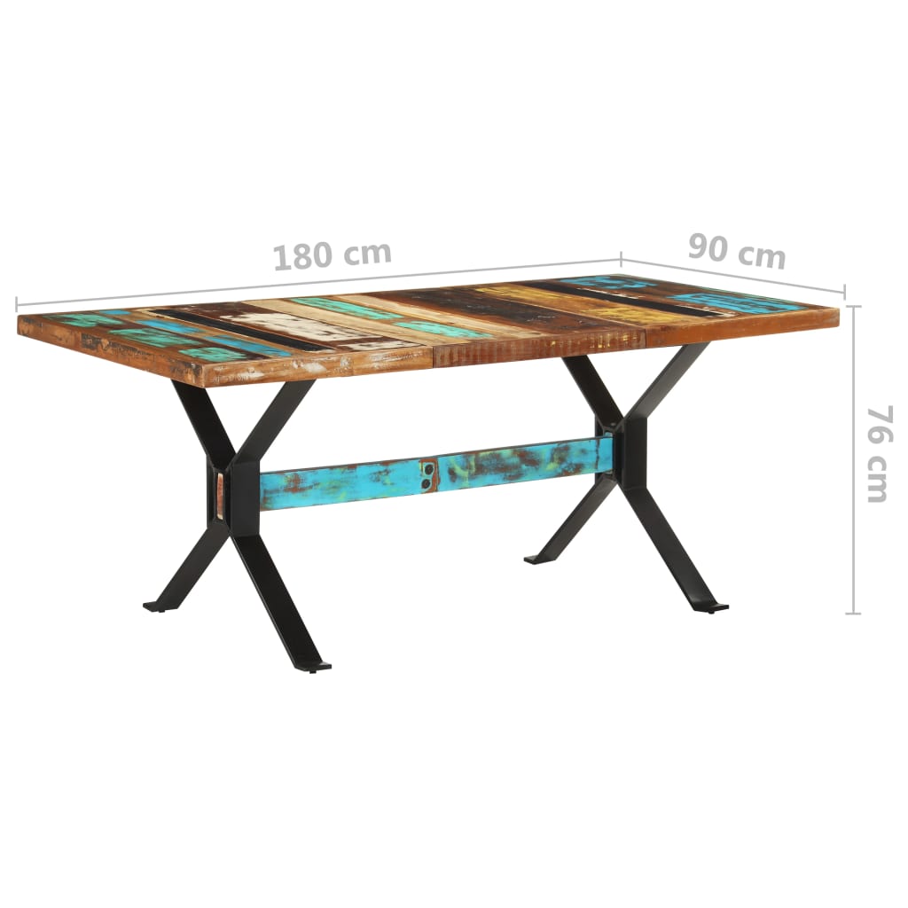 vidaXL Mesa de jantar 180x90x76 cm madeira reciclada maciça