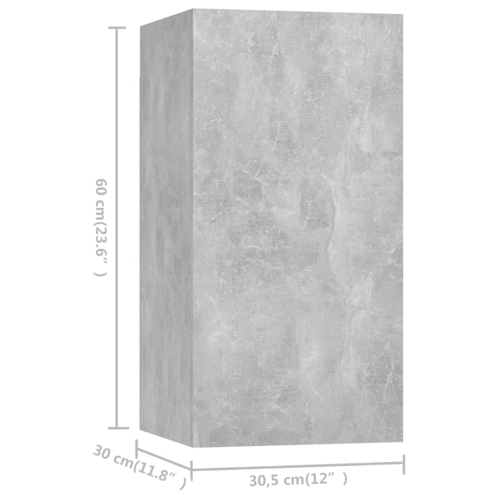vidaXL Móveis de TV 7 pcs 30,5x30x60 cm contraplacado cinzento cimento