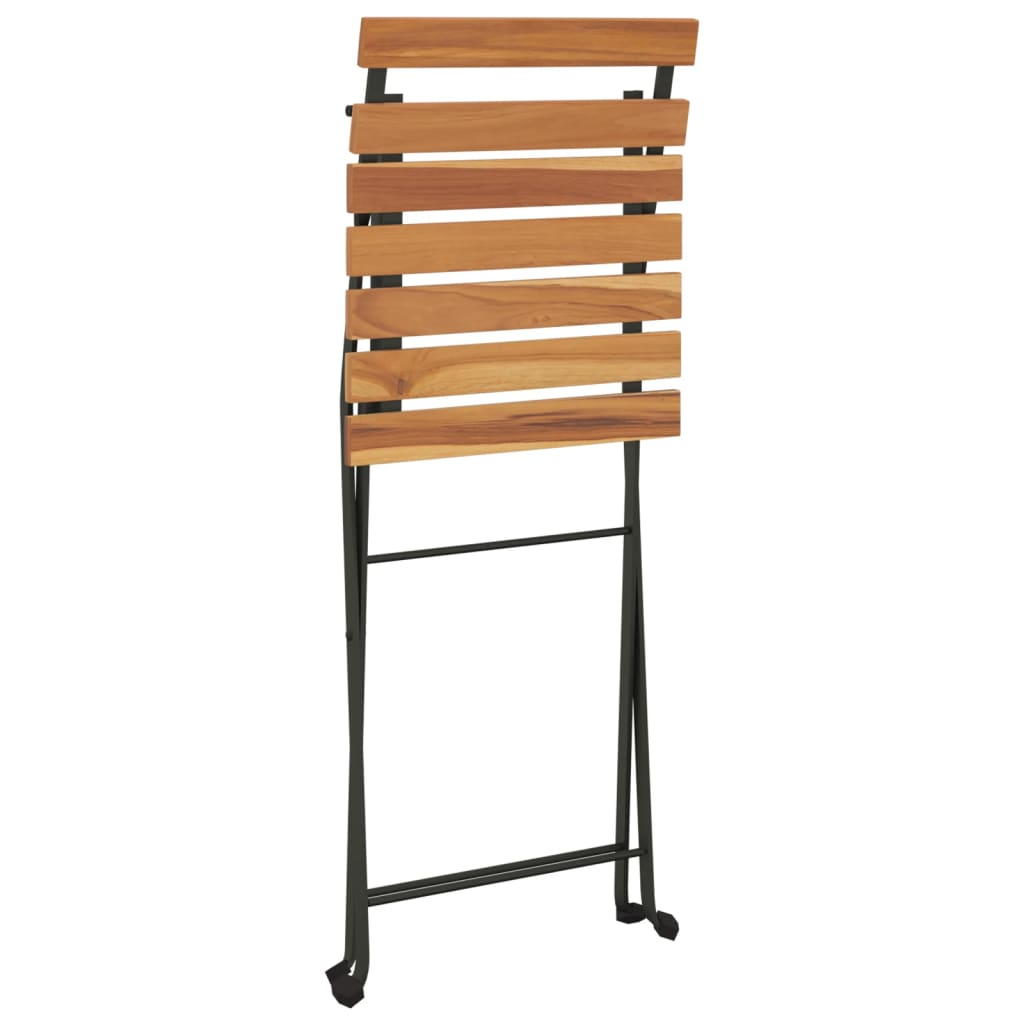 vidaXL Cadeiras de bistrô dobráveis 6 pcs madeira de teca maciça e aço