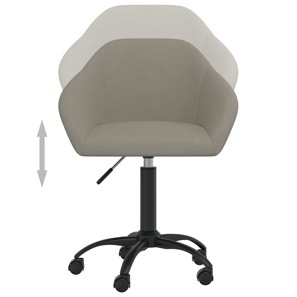 vidaXL Cadeira de escritório giratória veludo cinzento claro