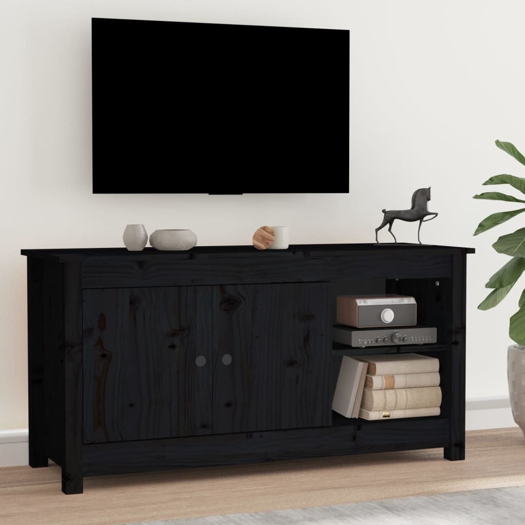 vidaXL Móvel de TV 103x36,5x52 cm madeira de pinho maciça preto