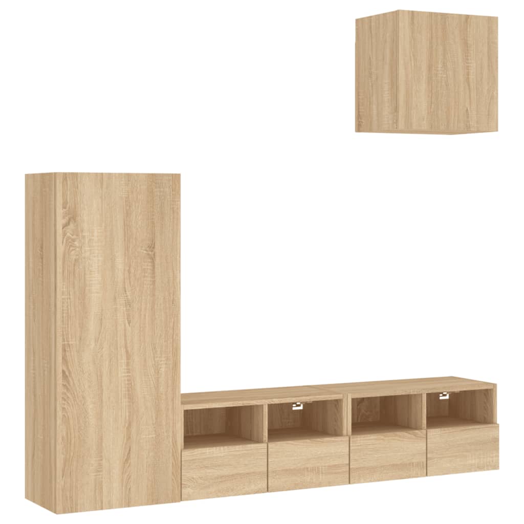 vidaXL 4 pcs móveis de parede p/ TV derivados madeira carvalho sonoma