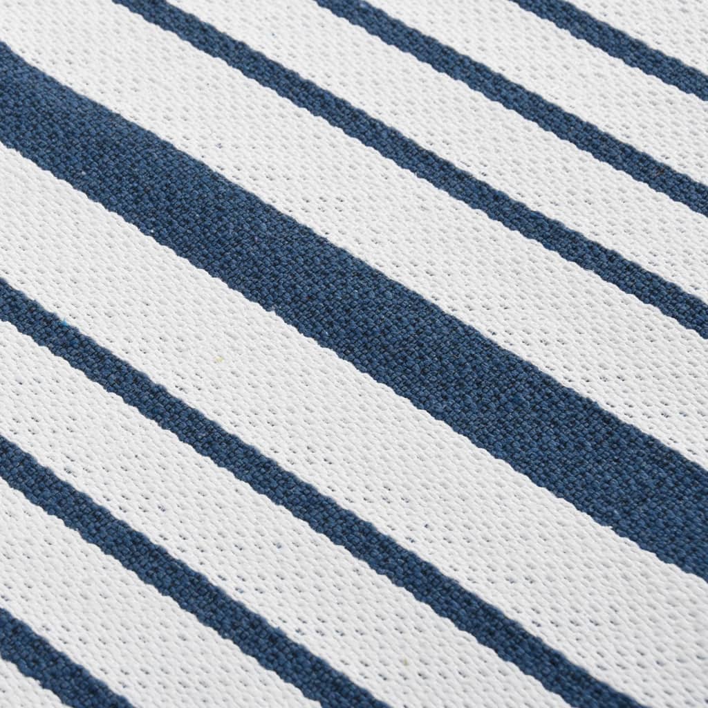 vidaXL Tapete 120x180 cm algodão azul-marinho