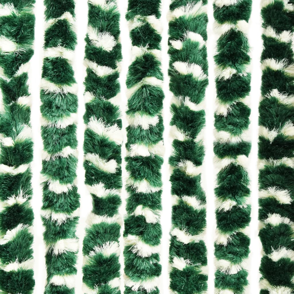 vidaXL Cortina anti-insetos 100x220 cm chenille verde e branco