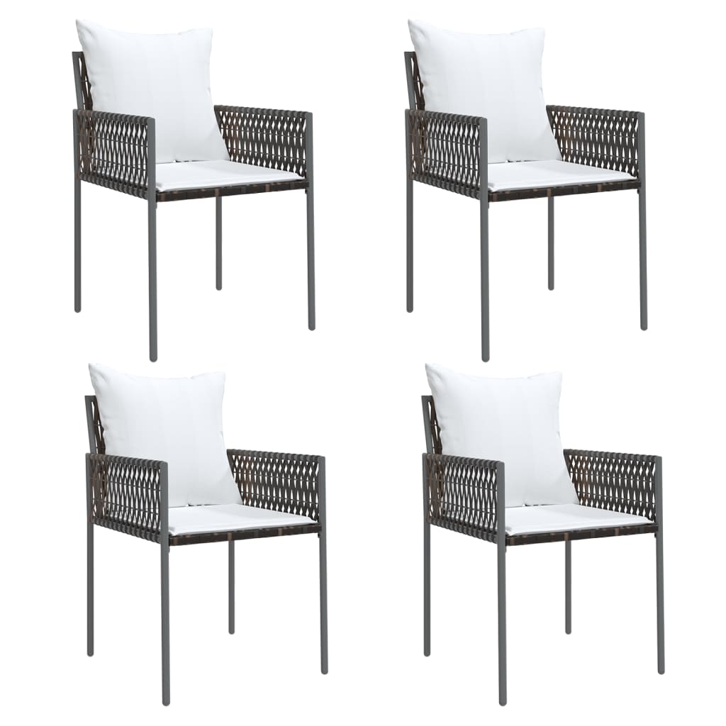 vidaXL Cadeiras jardim c/ almofadões 4pcs 54x61x83 cm vime PE castanho