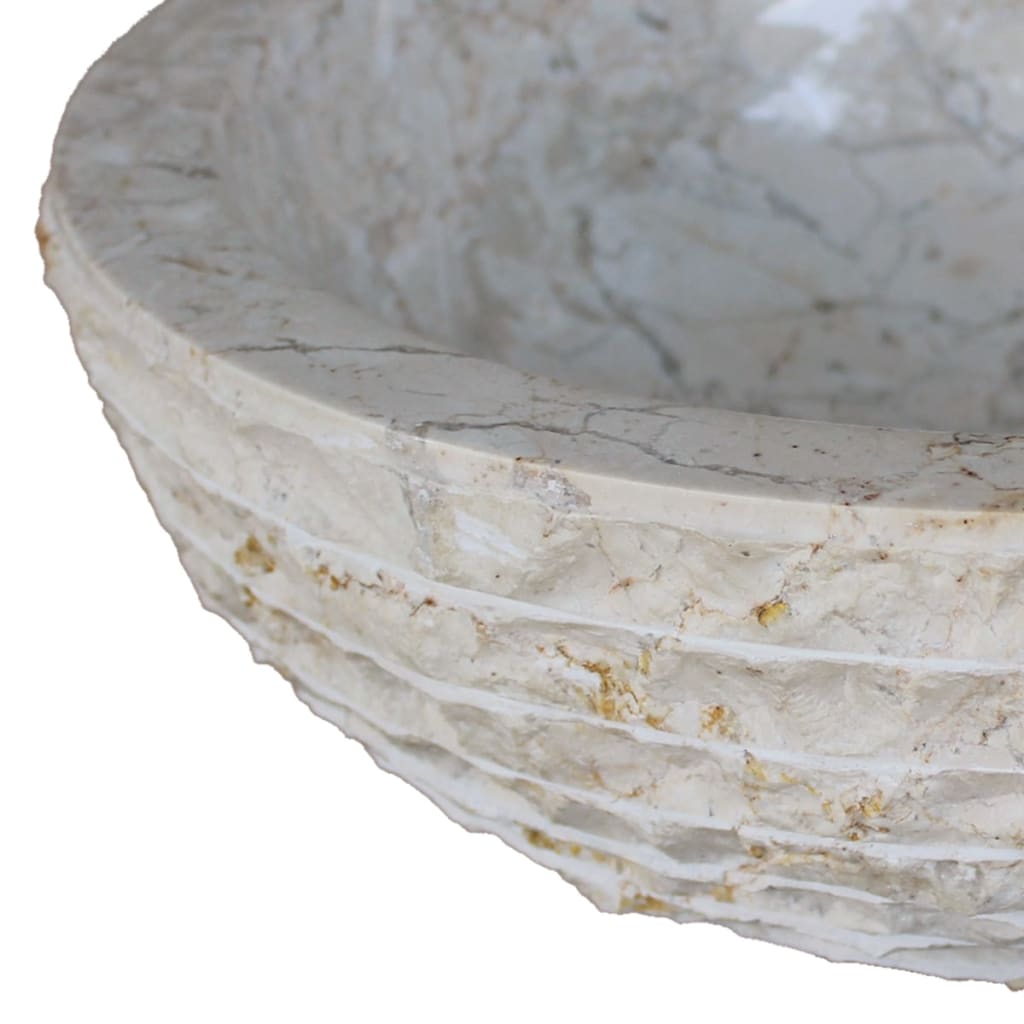 vidaXL Lavatório em mármore 40 cm creme