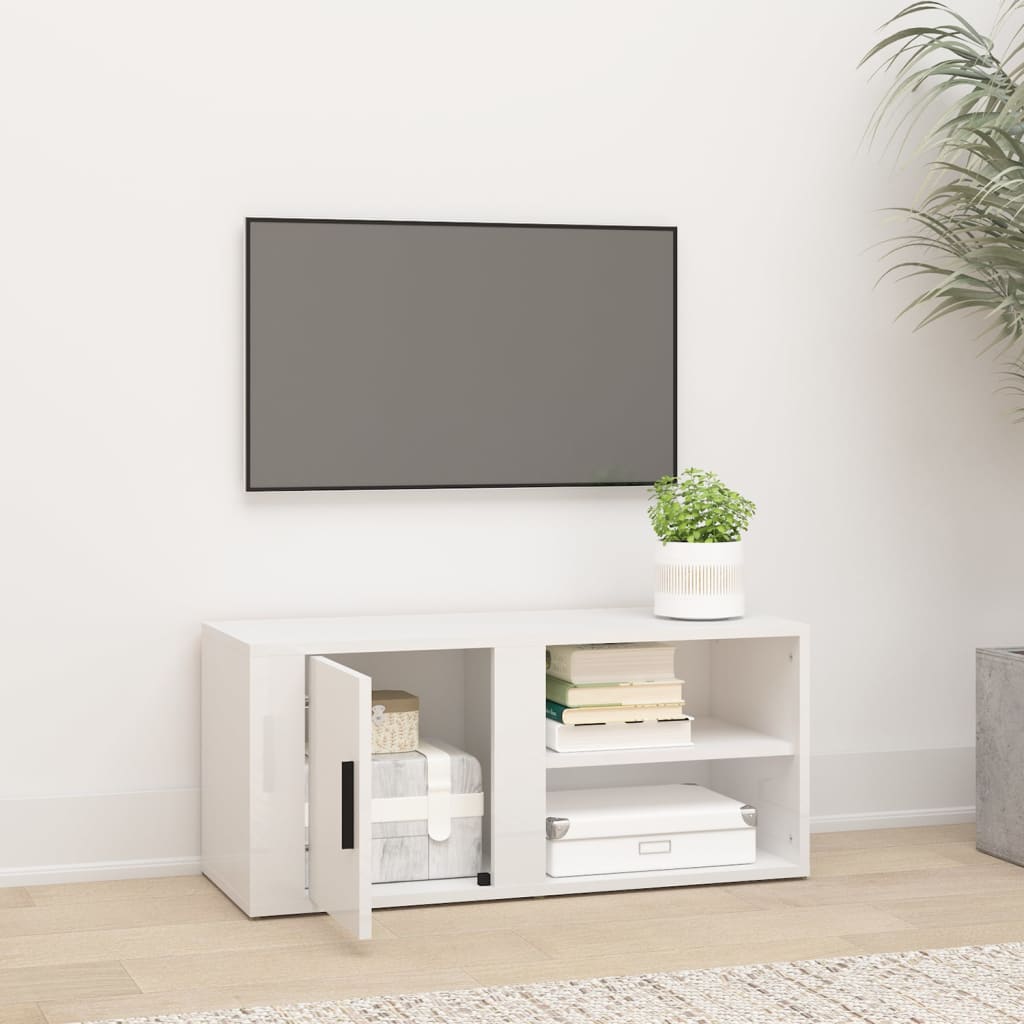 vidaXL Móvel de TV 80x31,5x36 cm derivados de madeira branco brilhante