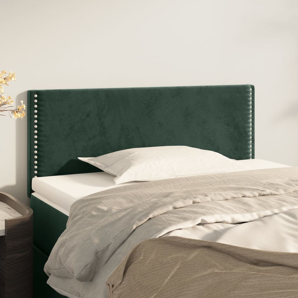 vidaXL Cabeceira de cama veludo 90x5x78/88 cm verde-escuro