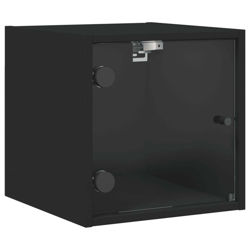 vidaXL Mesa de cabeceira c/ porta de vidro 35x37x35 cm preto