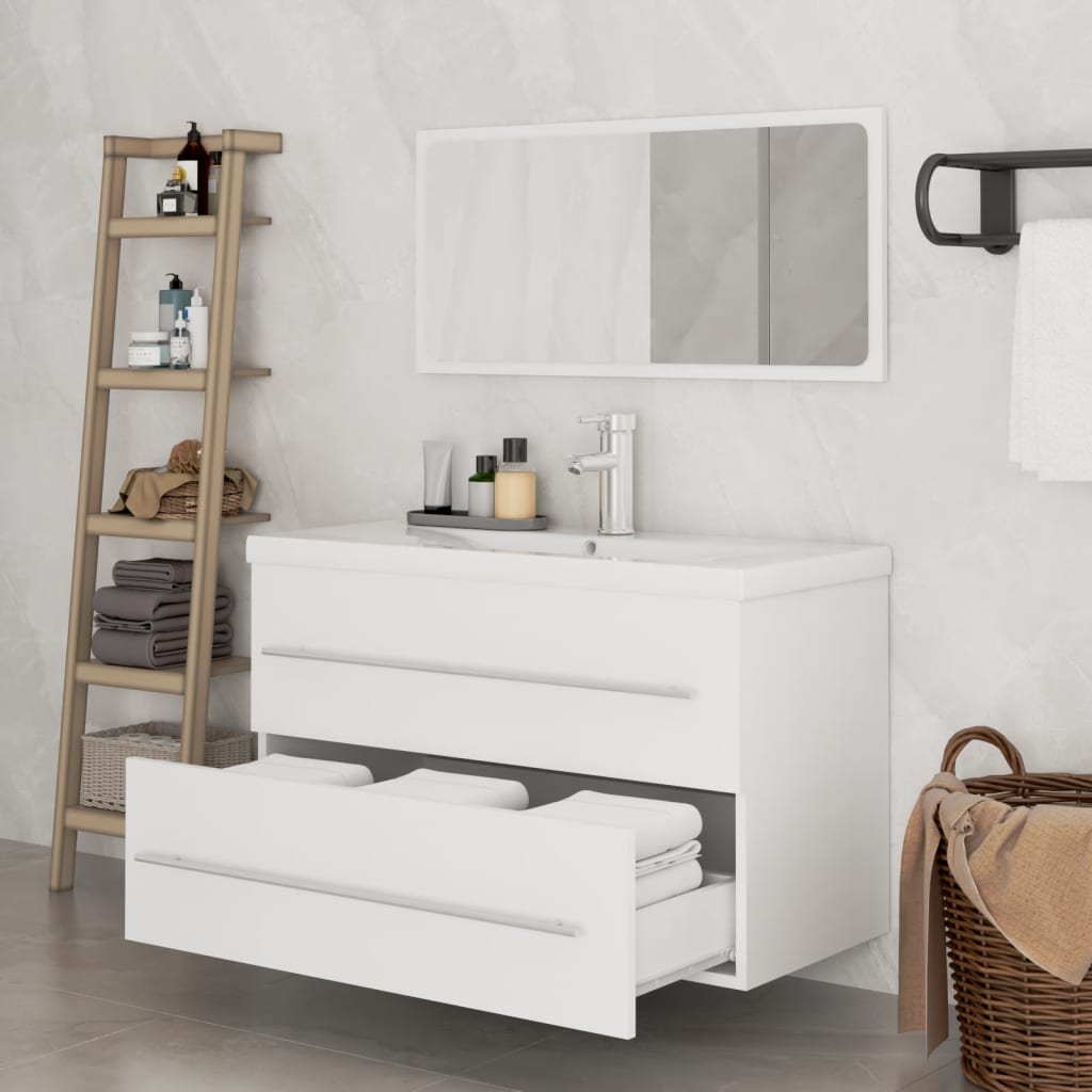 vidaXL 3 pcs conjunto de móveis de casa de banho branco