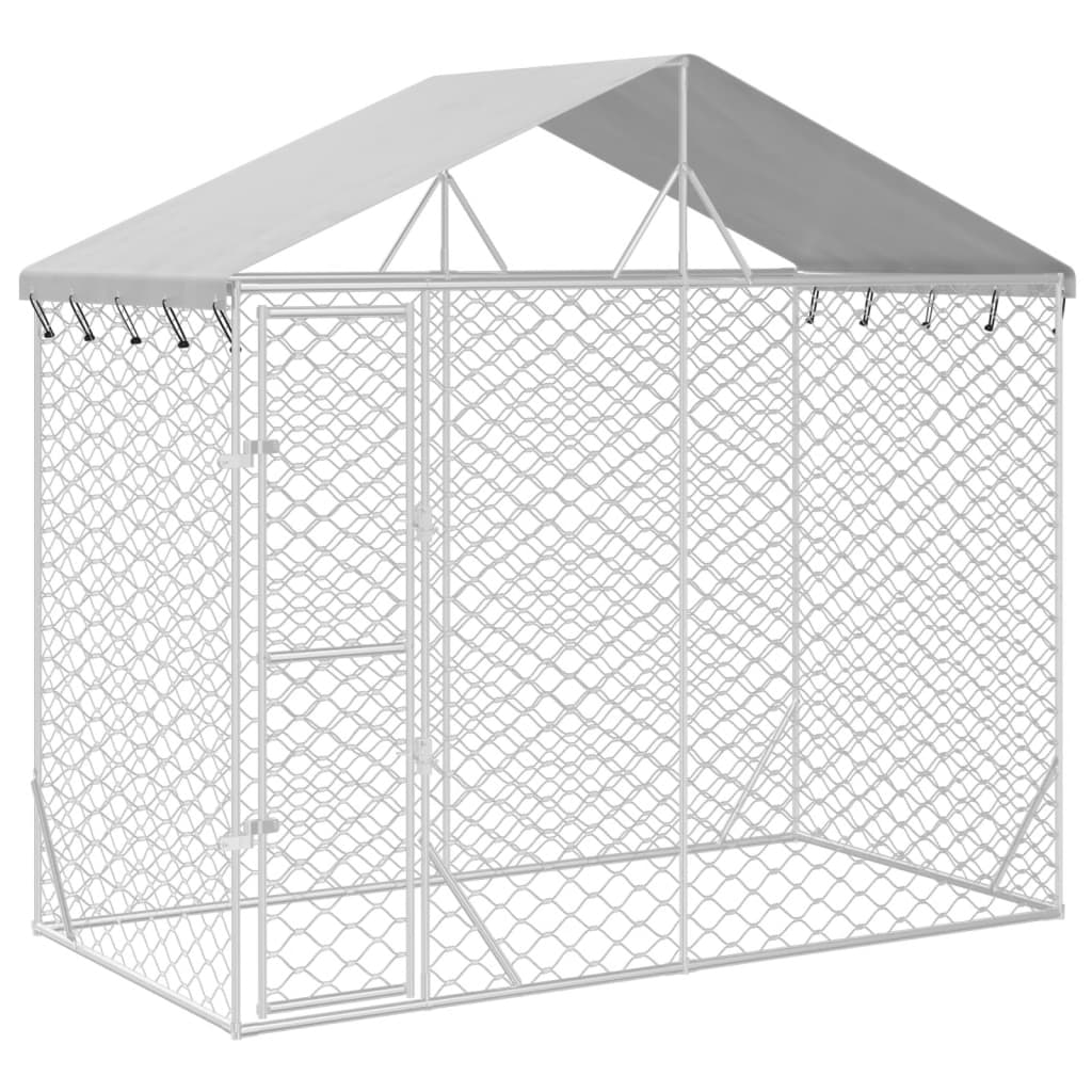 vidaXL Canil de exterior com teto 3x1,5x2,5 m aço galvanizado prateado