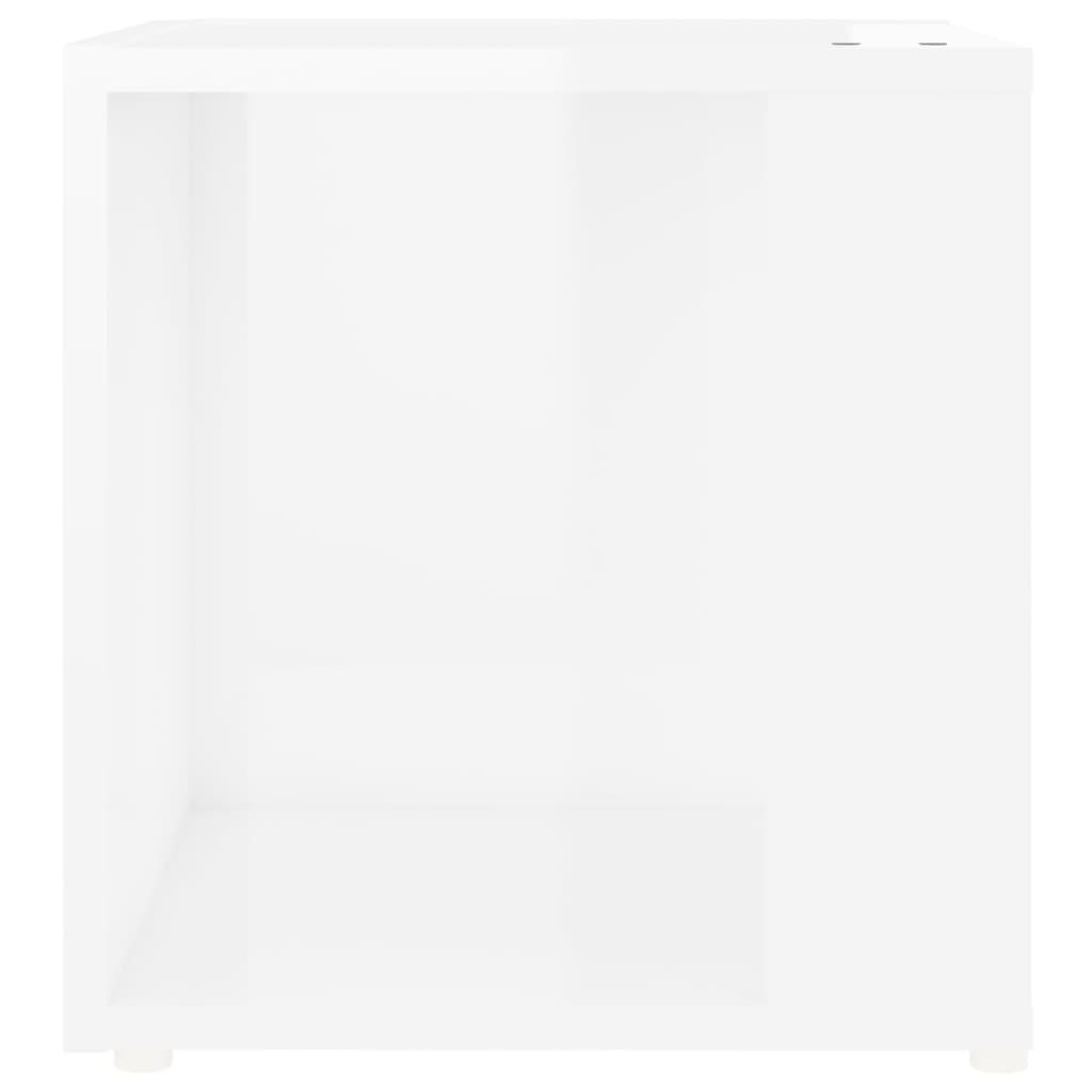 vidaXL Mesa de apoio 33x33x34,5 cm contraplacado branco brilhante