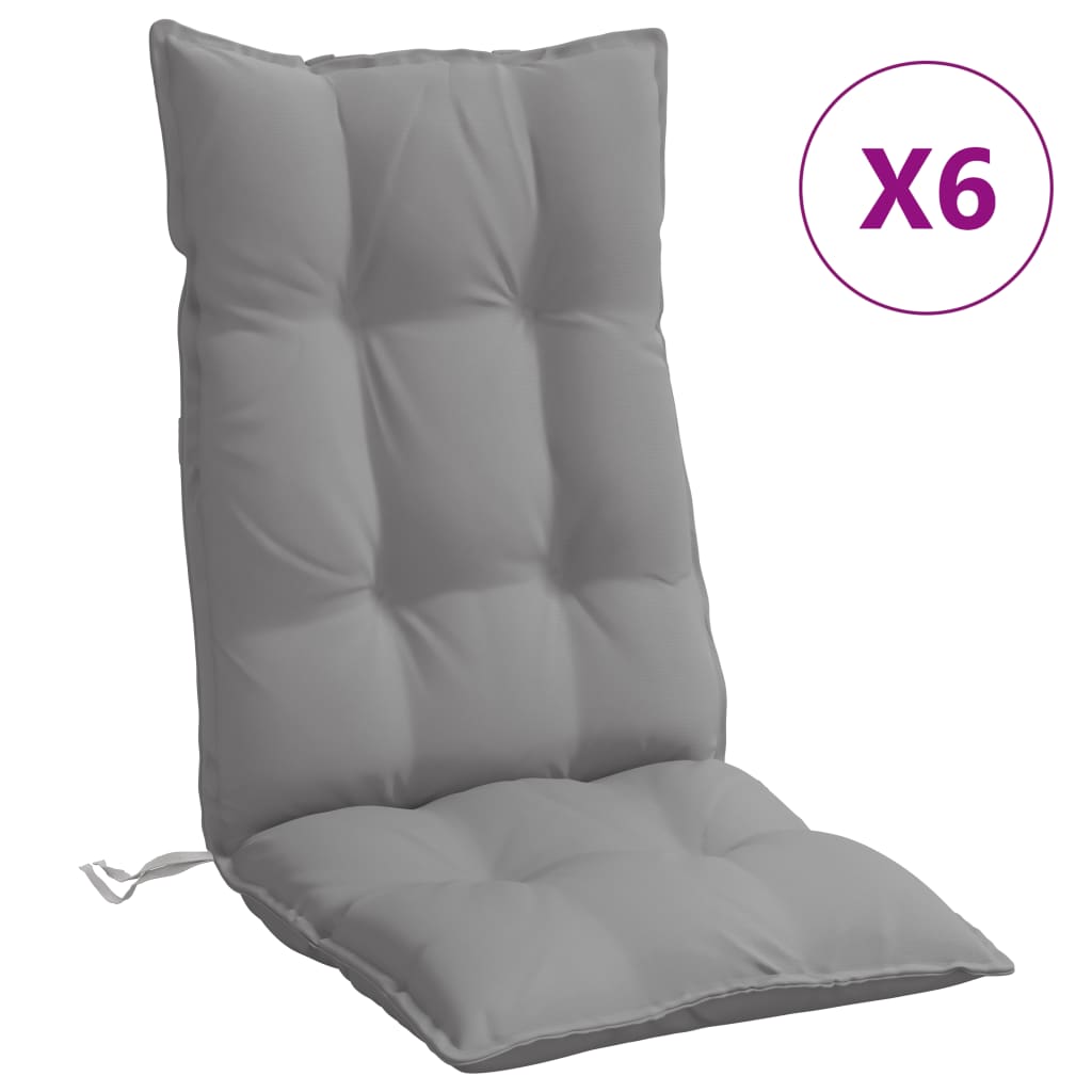 vidaXL Almofadões p/ cadeira encosto alto 6 pcs tecido oxford cinzento