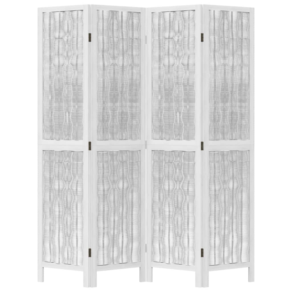 vidaXL Biombo com 4 painéis madeira de paulownia maciça branco