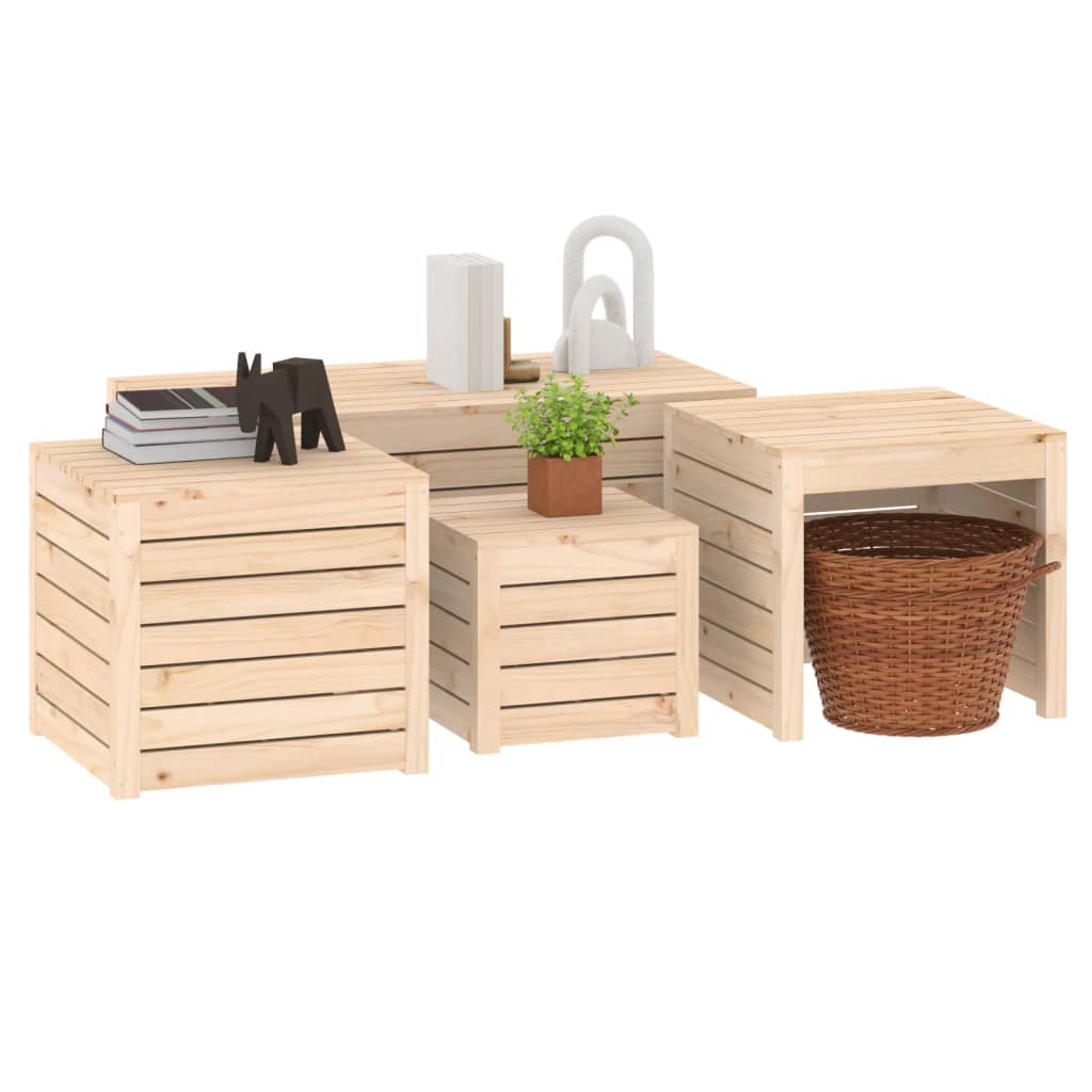vidaXL 4 pcs conjunto de caixas de jardim madeira de pinho maciça