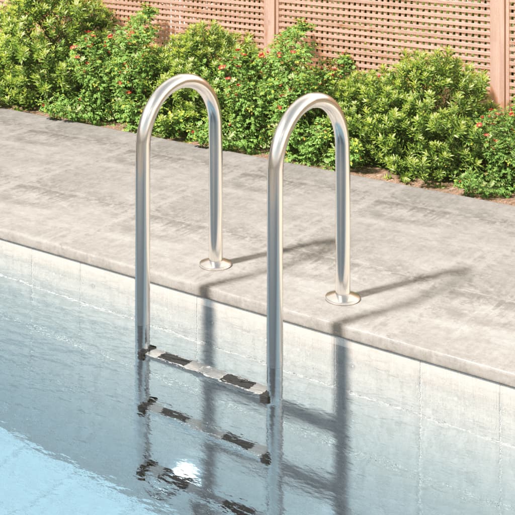 vidaXL Escada de piscina 54x38x158 cm aço inoxidável 304