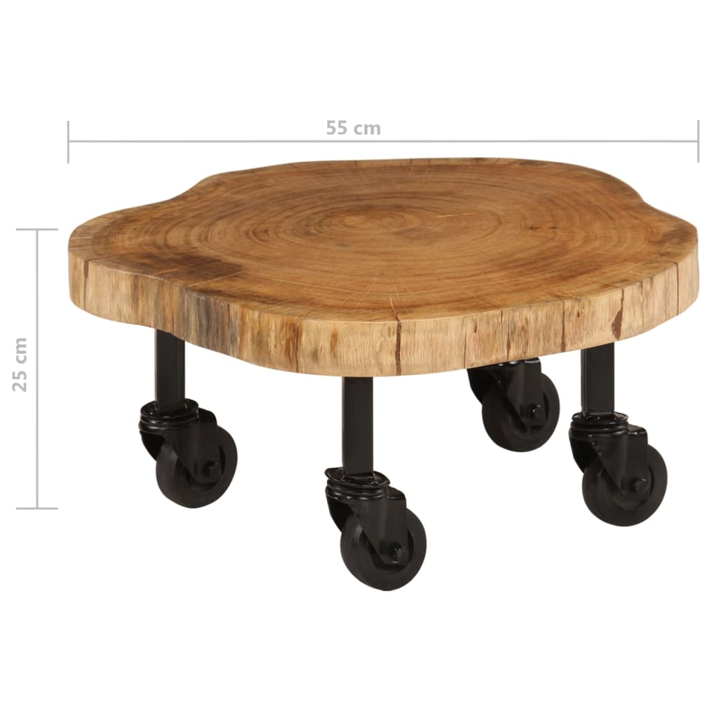 vidaXL Mesa de centro em madeira de acácia maciça 60x55x25 cm