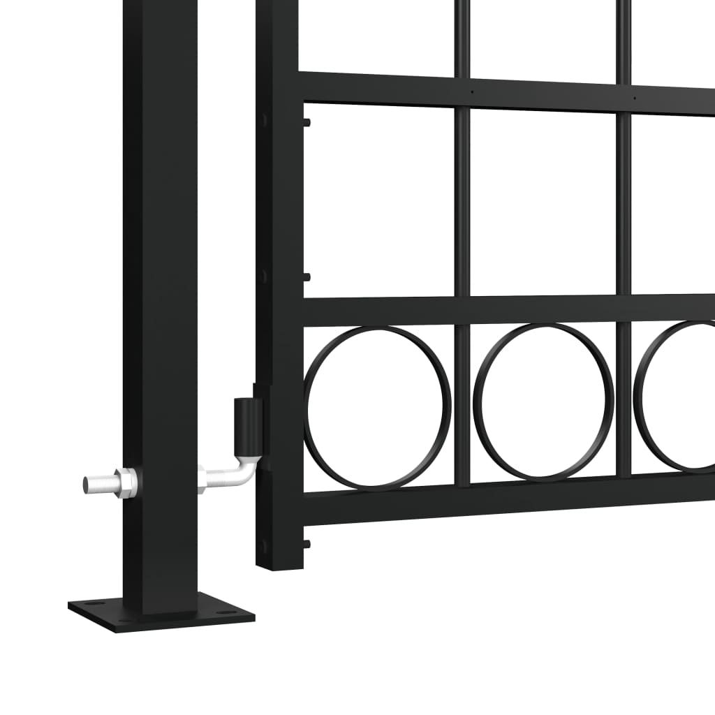 vidaXL Portão de cerca com topo arqueado e 2 postes 105x204 cm preto
