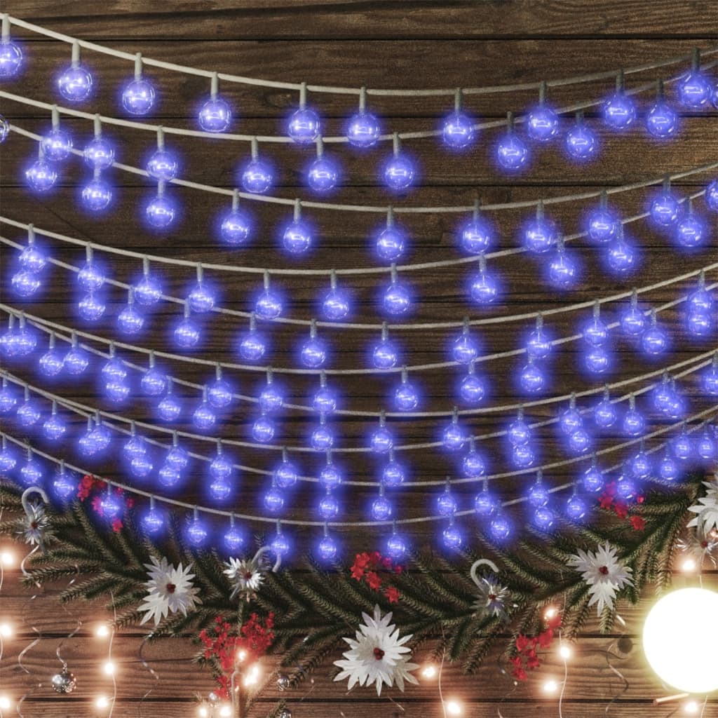 vidaXL Cordão de luzes em globo 40 m 400 LED 8 funções azul