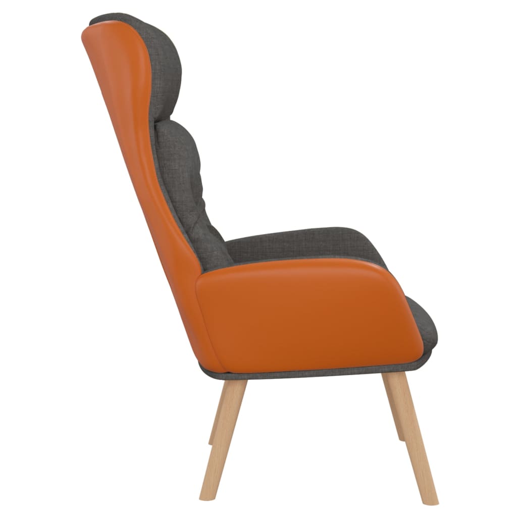 vidaXL Cadeira de descanso PVC e tecido cinzento-escuro