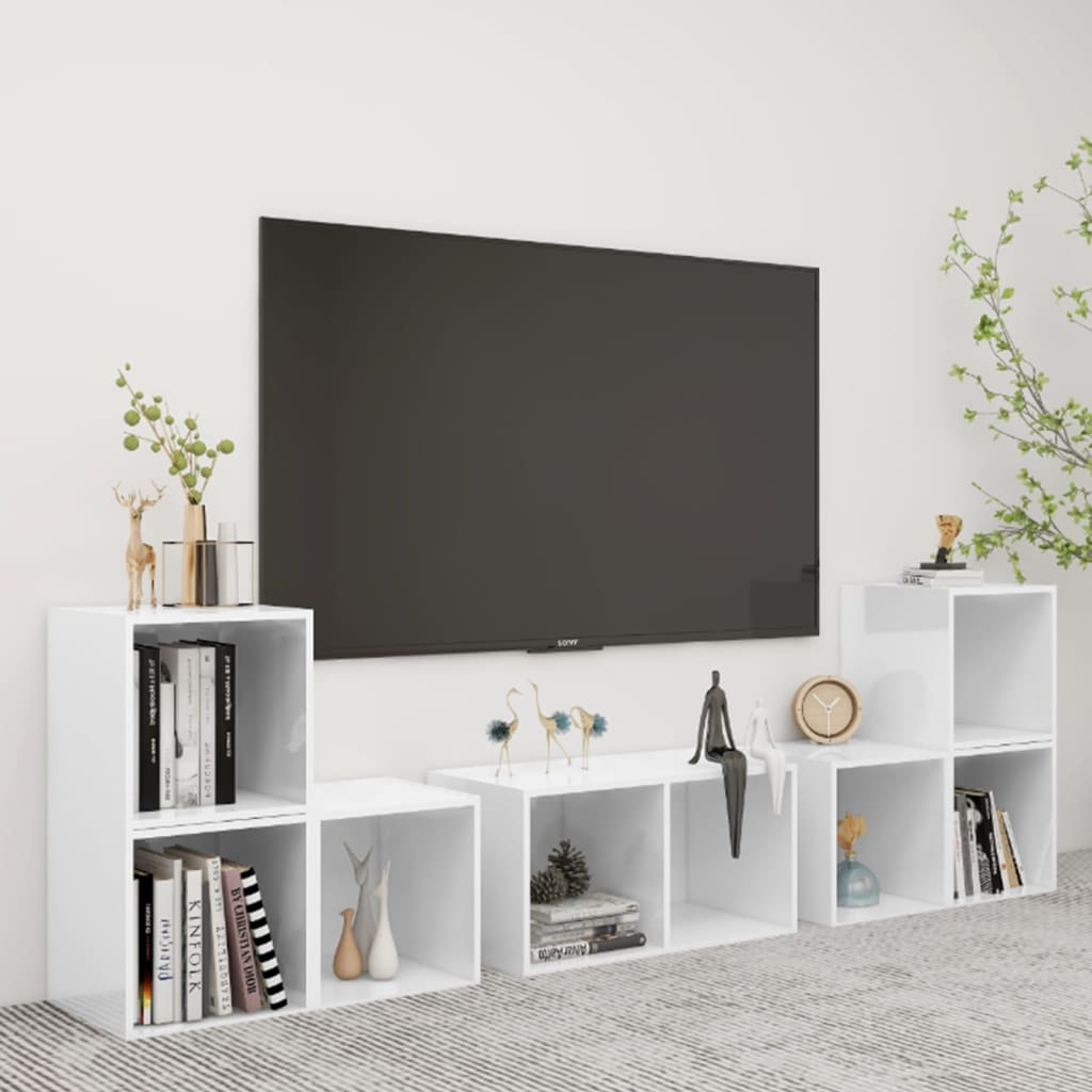 vidaXL 6 pcs conjunto de móveis para TV contraplacado branco