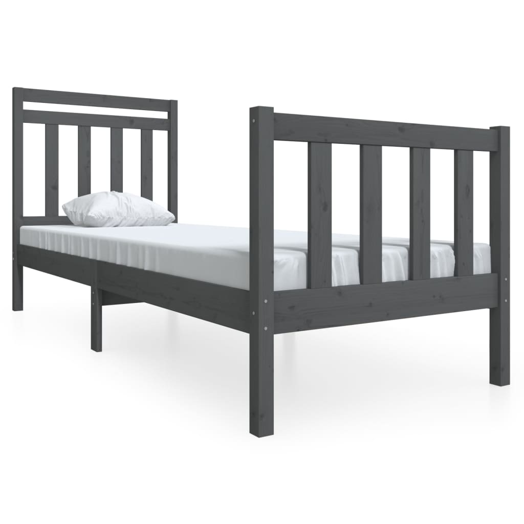 vidaXL Estrutura cama peque solteiro 75x190cm madeira maciça cinzento