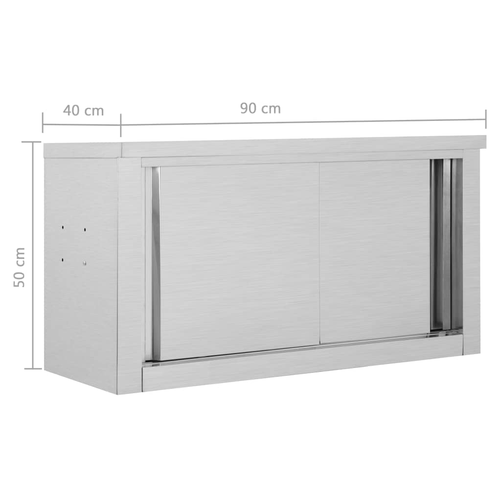vidaXL Móvel parede p/ cozinha portas correr 90x40x50cm aço inoxidável