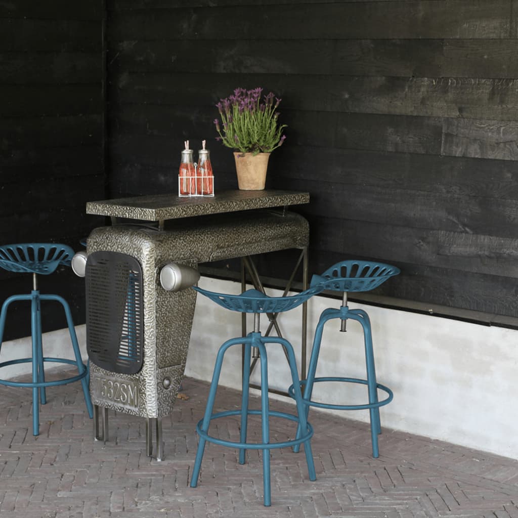 Esschert Design Cadeira de bar industrial azul