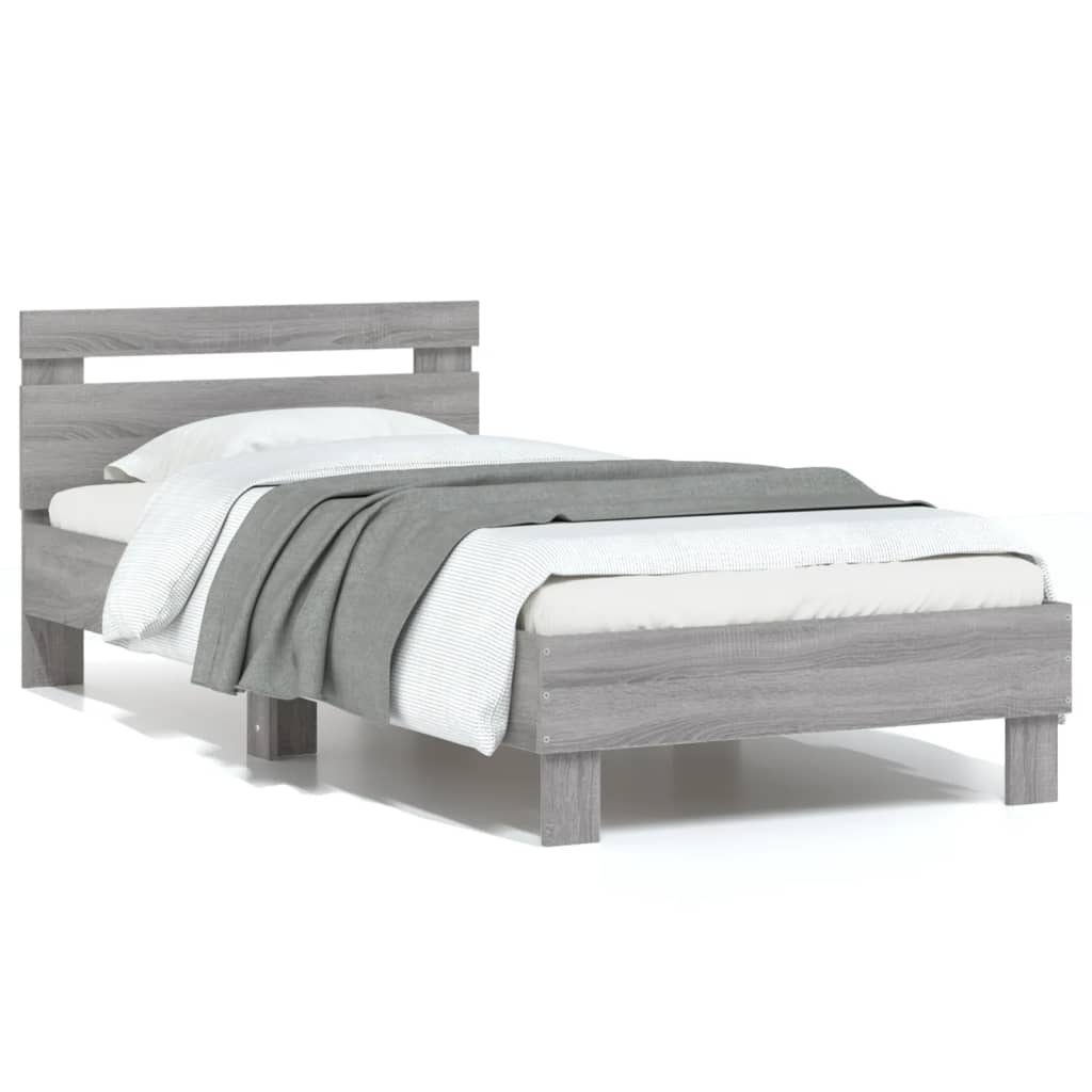 vidaXL Estrutura de cama c/ cabeceira derivados madeira cinza sonoma