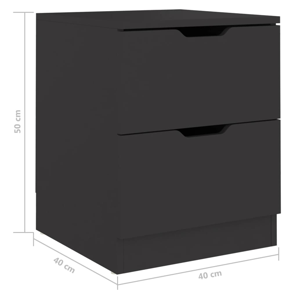 vidaXL Mesa de cabeceira 40x40x50 cm contraplacado preto
