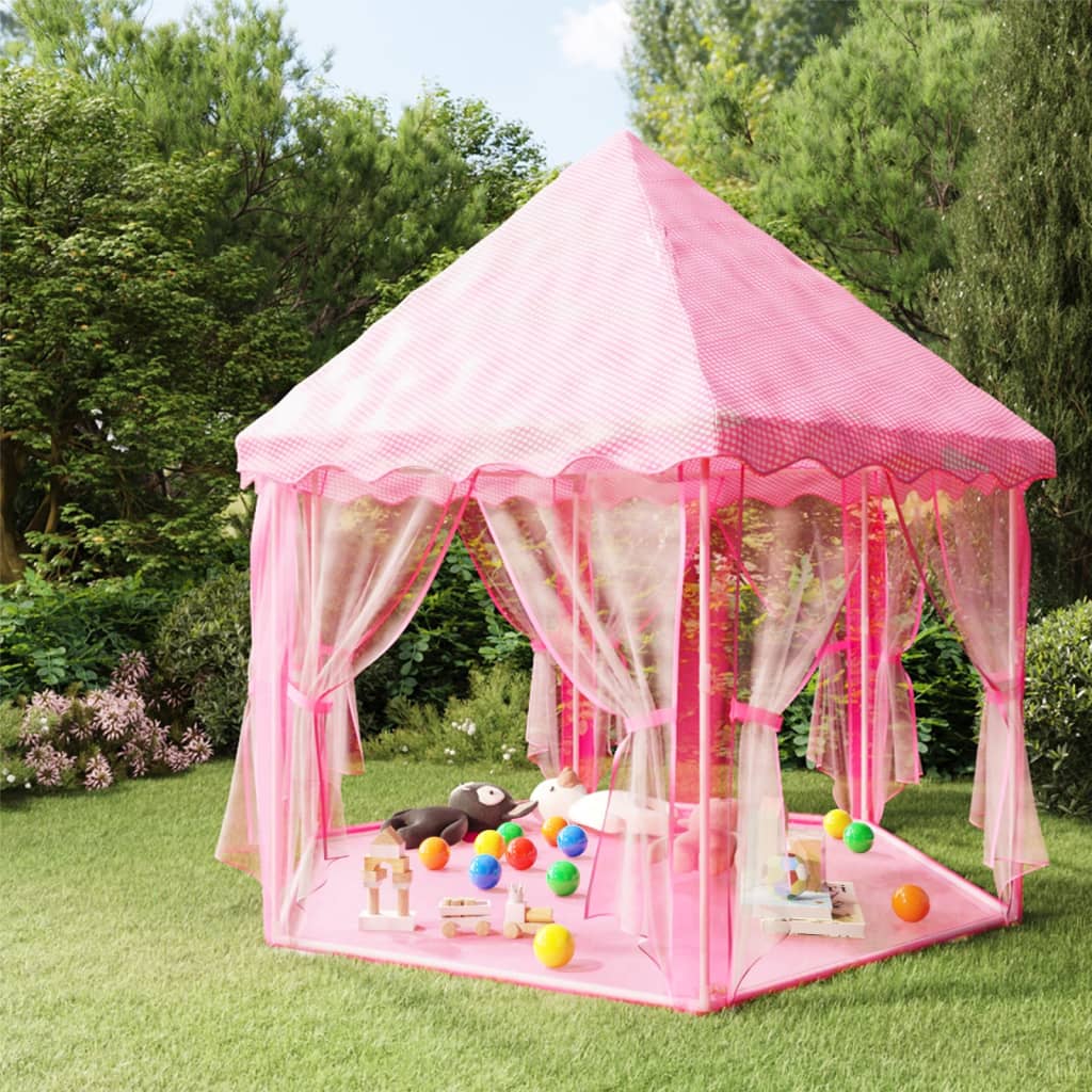 vidaXL Tenda de brincar princesas c/ 250 bolas 133x140 cm rosa