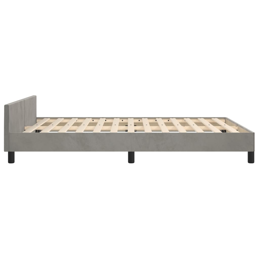 vidaXL Estrutura de cama c/ cabeceira 140x200 cm veludo cinzento-claro
