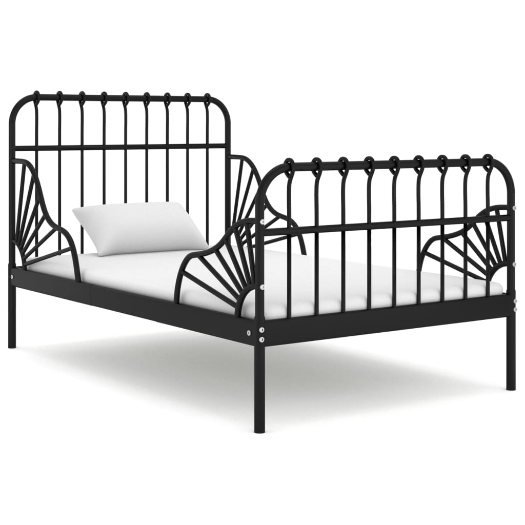 vidaXL Estrutura de cama extensível em metal preto 80x130/200 cm
