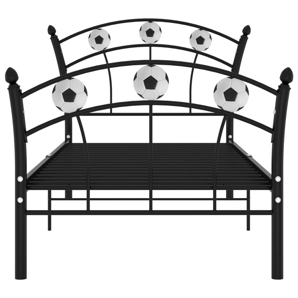 vidaXL Estrutura de cama com design de futebol 90x200 cm metal preto