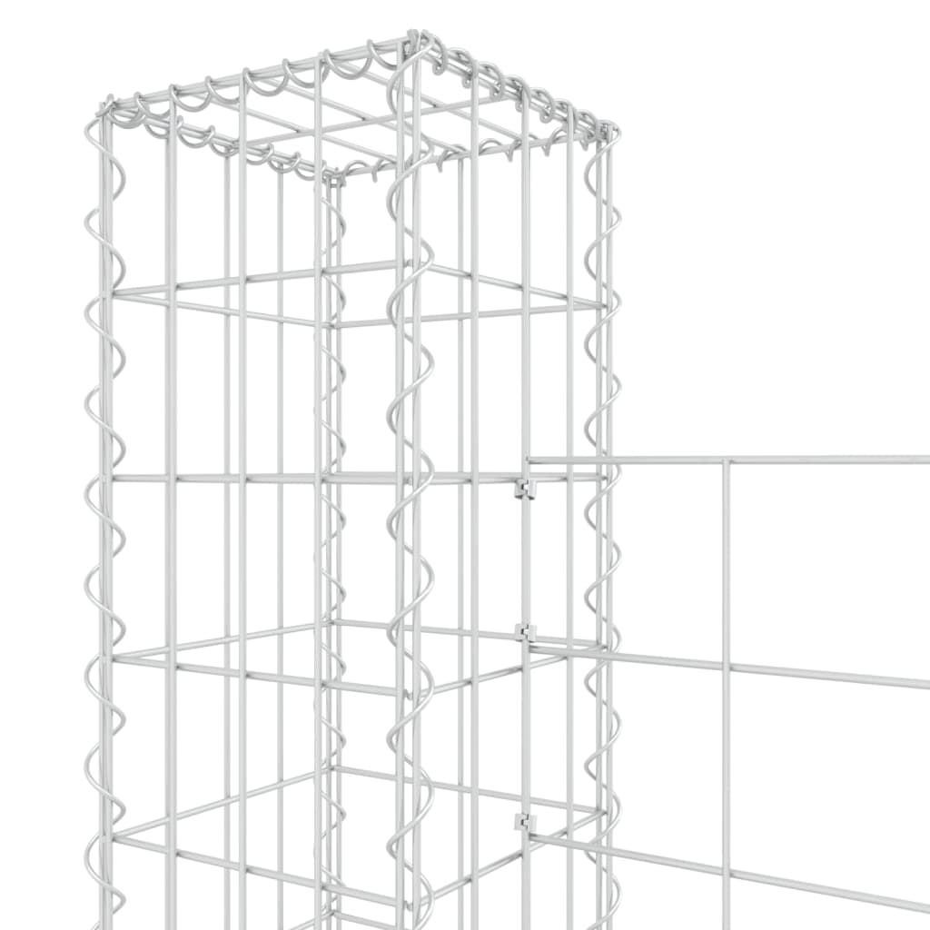 vidaXL Cesto gabião em forma de U c/ 7 postes 740x20x150 cm ferro