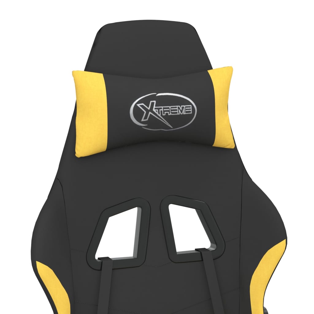 vidaxL Cadeira de gaming com apoio para os pés tecido preto e amarelo